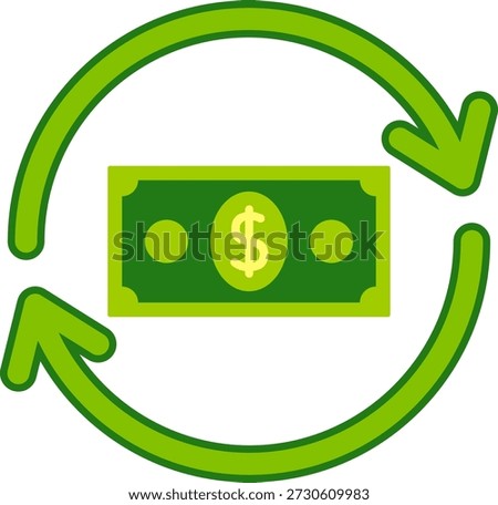 Money Refund Icon with Circular Arrows, Return Payment and Cash Back Concept