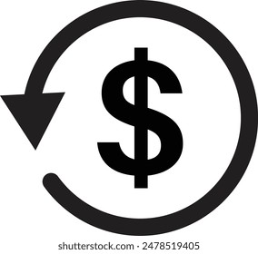 Money refund icon . Money return icon . Cashback icon vector
