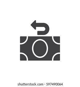 Money refund icon vector, filled flat sign, solid pictogram isolated on white. Cashback symbol, logo illustration. Pixel perfect