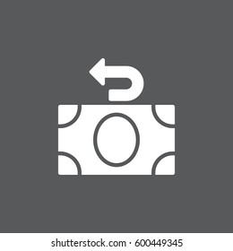 Money refund icon vector, filled flat sign, solid white pictogram. Cashback symbol, logo illustration. Pixel perfect