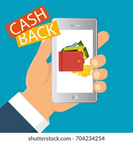 Money refund label, concept. Vector. Cash back icon isolated on background. 