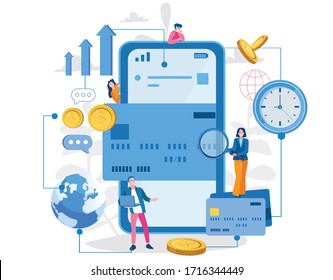 Money Refund. Vector illustration for web banner, infographics, mobile. Saving Money Concept.  Digital Payment, Cashback.