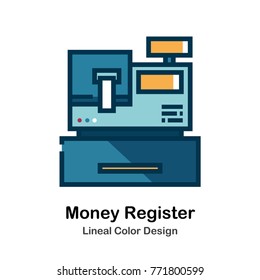 Money Register Lineal Color Vector Illustration