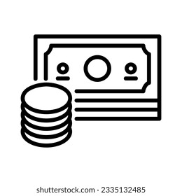 Money related icon, useful as financial symbol. Editable black outline vector illustration.
