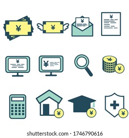 Juego de iconos del vector simple relacionados con el dinero, presupuesto.