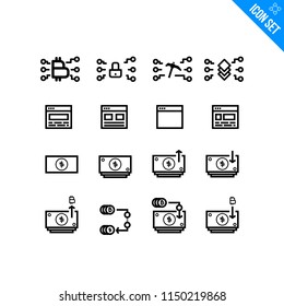 Money Related Vector Icon set. Minimal Modern Stroke Icons Collection on White Background.