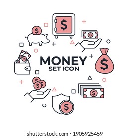 Money Related Vector Set Icon. Payment Money symbol pack vector illustration