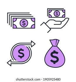 Money Related Vector Set Icon. Payment Money symbol pack vector illustration