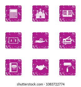Money for repair icons set. Grunge set of 9 money for repair vector icons for web isolated on white background