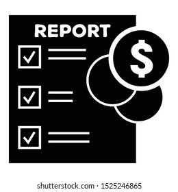 Money report icon. Simple illustration of money report vector icon for web design isolated on white background