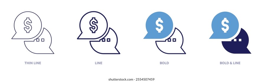 Money responsibilities icon in 4 different styles. Thin Line, Line, Bold, and Bold Line. Duotone style. Editable stroke.
