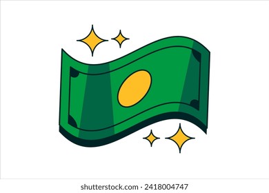 Diseño de pegatinas planas retro de dinero