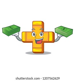 With money retro plus sign addition symbol cartoon