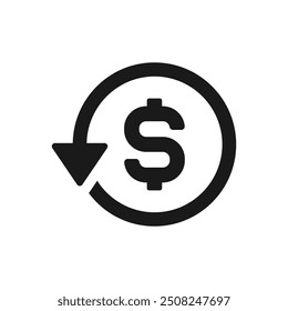 Devolución de dinero. Contracargo, Reembolsos. Cashback icono de estilo plano aislado sobre fondo blanco. Ilustración vectorial