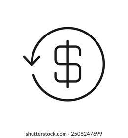 Money return. Chargeback, refunds. Cashback icon line style isolated on white background. Vector illustration