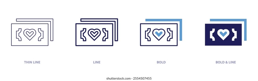 Money returns icon in 4 different styles. Thin Line, Line, Bold, and Bold Line. Duotone style. Editable stroke.