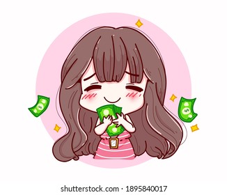 Money rich woman and business character design.