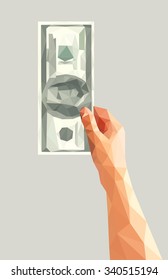money in the right hand polygonal