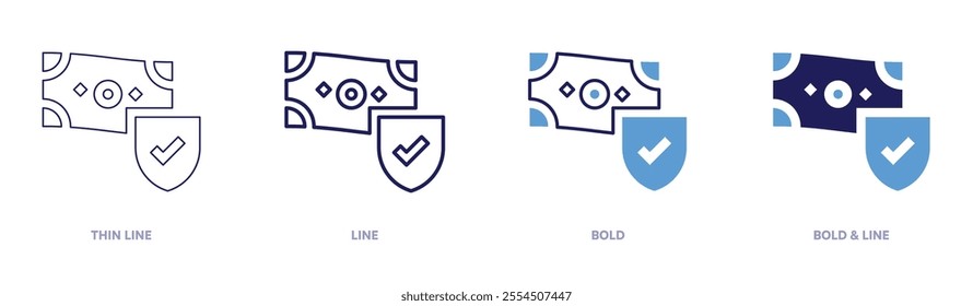 Money risk icon in 4 different styles. Thin Line, Line, Bold, and Bold Line. Duotone style. Editable stroke.