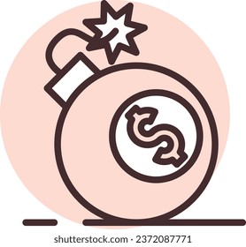 Money risk, illustration or icon, vector on white background.