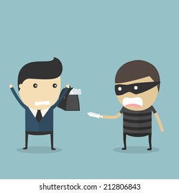 Money robbery. cartoon concept Vector illustration