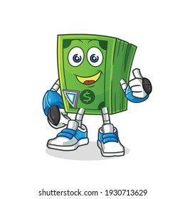 money robot character. cartoon mascot vector