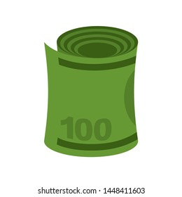 Money roll isolated. Dollars rolled cash. Vector illustration