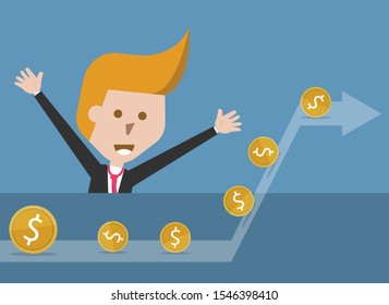 money roll on graph, vector, illustrator