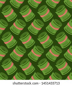 Money roll pattern seamless. Dollars rolled cash background . Vector illustration