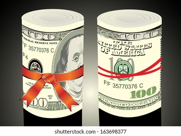 Money rolls with US dollars bills