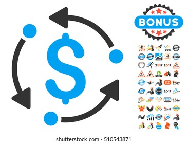 Money Rotation pictograph with bonus 2017 new year clip art. Vector illustration style is flat iconic symbols,modern colors.