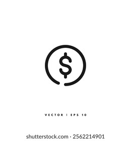 Money Round Icon. Editable Stroke