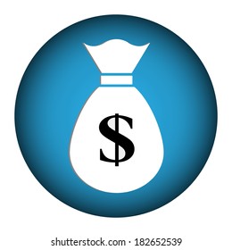 Money round vector button on white