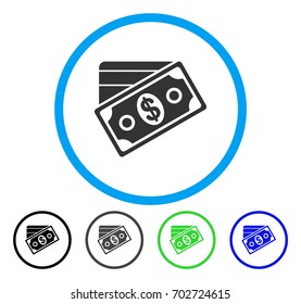 Money rounded icon. Vector illustration style is a flat iconic symbol inside a circle, black, grey, blue, green versions. Designed for web and software interfaces.