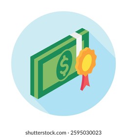 Money rounded isometric 3d, mini illustration icon, use for modern concept, UI or UX kit, web and app development. related to business, finance, economy..