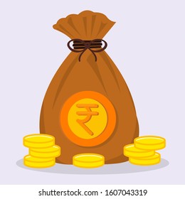 money rupee bag  isolated vector illustration symbol