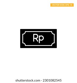 Ilustración del diseño del vector del icono del glifo de la rupia del dinero