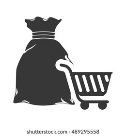 money sack with cart shopping