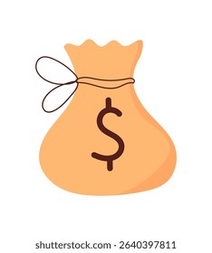 Money sack. Cash bag for dollar payments. Charity concept, flat style, suitable for financial themes and economic discussions.