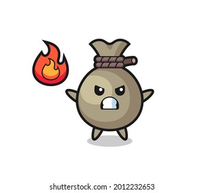 money sack character cartoon with angry gesture , cute style design for t shirt, sticker, logo element