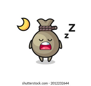 money sack character illustration sleeping at night , cute style design for t shirt, sticker, logo element