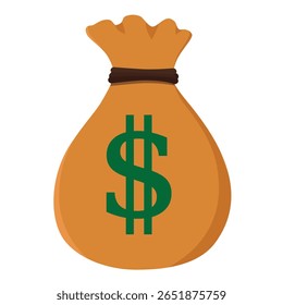 Saco de dinheiro com símbolo de moeda de dólar isolado no fundo branco. Saco de dinheiro cheio de dólares. Ícone de vetor