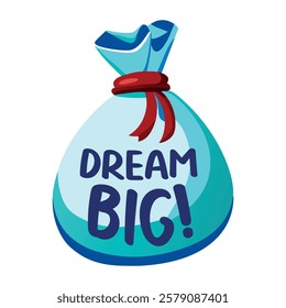 Money sack with dream big text, flat sticker 