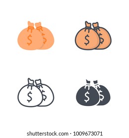 Money Sack flat colored line silhouette