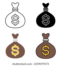 Money Sack in flat style isolated