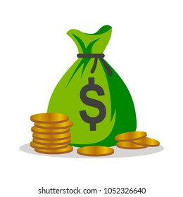 Money Sack And Gold Coins Template Illustration
