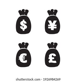 Money sack icon in black logo design vector template
