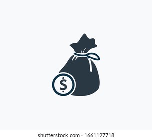 Money sack icon isolated on clean background. Money sack icon concept drawing icon in modern style. Vector illustration for your web mobile logo app UI design.