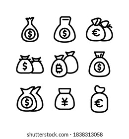 money sack icon or logo isolated sign symbol vector illustration - Collection of high quality black style vector icons
