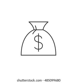 Money sack icon in thin outline style. Finance wealth banking
